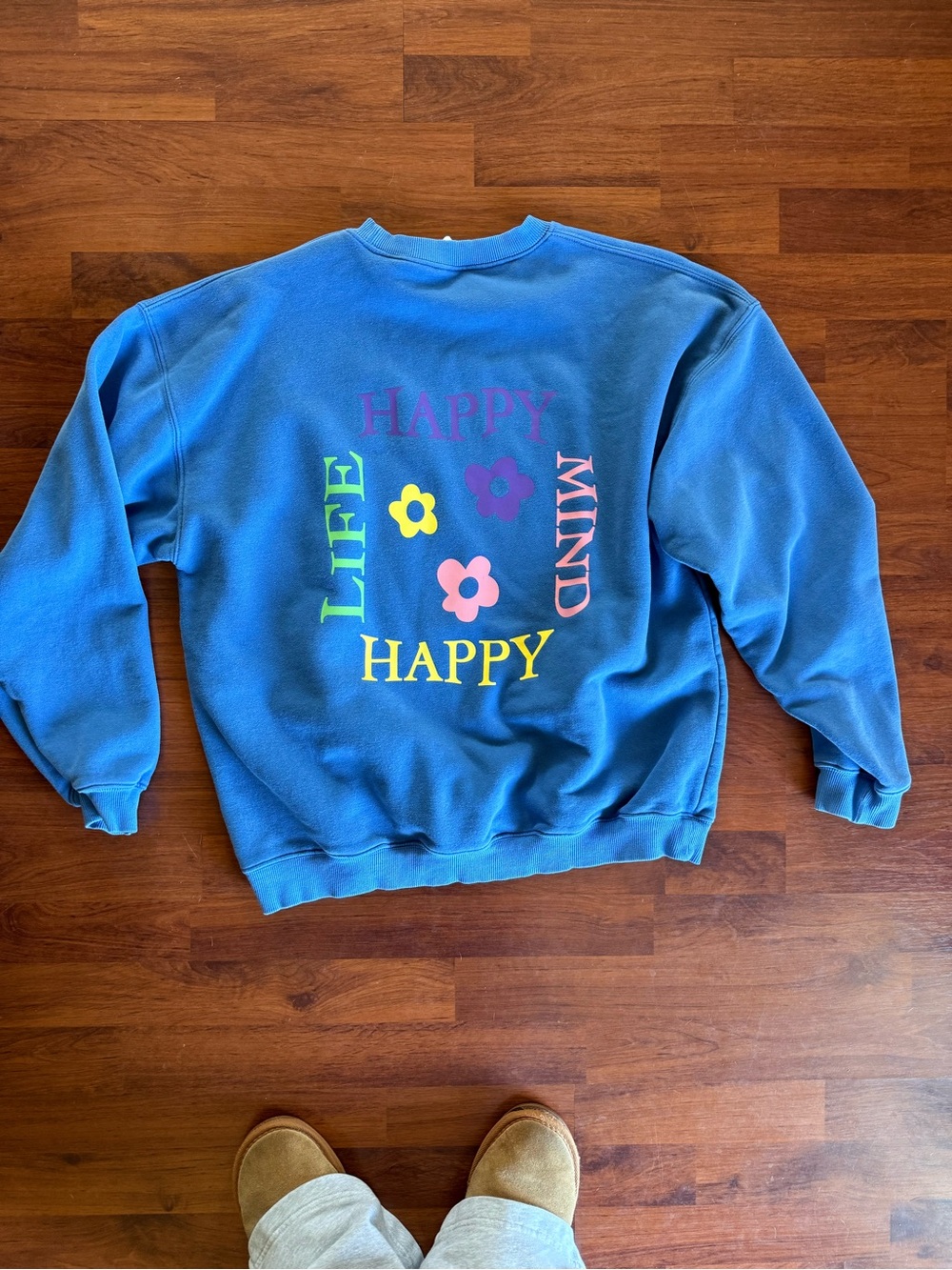 Princess Polly Blue "Happy Life Happy Mind" Graphic Sweatshirt